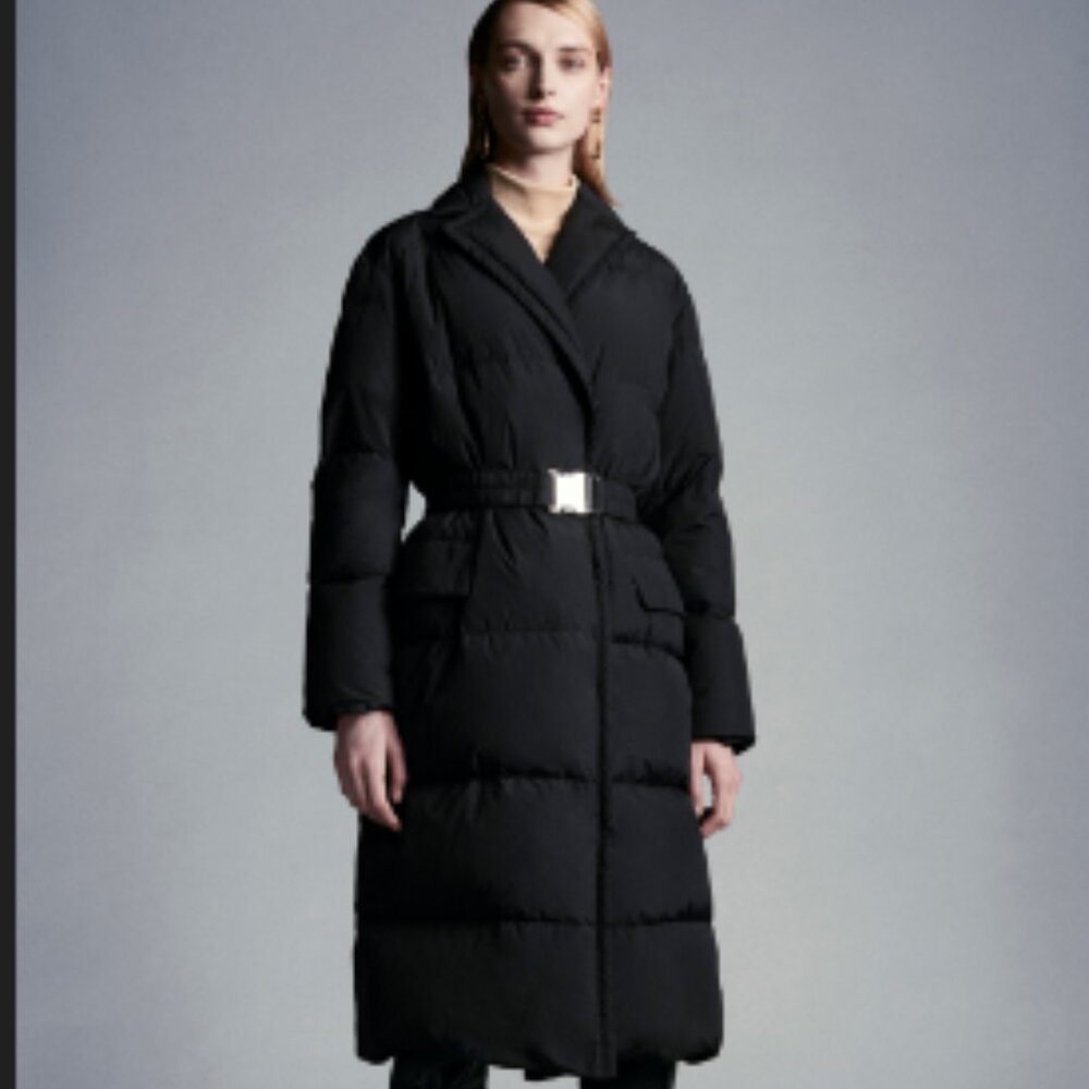 MONCLER  Lampsane Logo-Patch Padded Long Coat    New with Tag